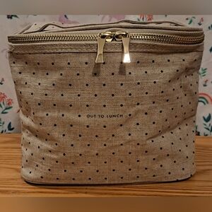 NWOT Kate Spade Tan & Black Polka Dot School Work Travel Insulated Lunch Bag
